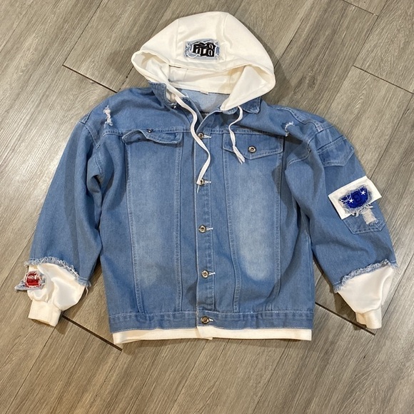 Boku no Hero Academia/My Hero Academia Denim Jacket Graphic Unisex Hoodie - Picture 5 of 10